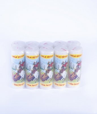 Votiva média São Jorge 260g pacote com 10 velas (Branca)